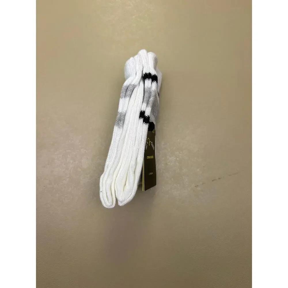 Art Class Kids Crew Socks 2 Pair Pack White Gray Striped Size S 5.5-8.5 NWT